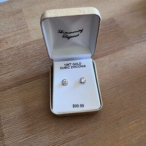BRAND NEW 10KT 10 Karat Gold 5MM Round Cubic Zirconia Rope Stud Earrings